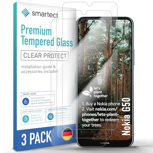 smartect Schutzglas [3 Stück, Klar] kompatibel mit Nokia G50, HD Schutzfolie Anti-Kratzer, Blasenfrei, 9H Härte, 0.3 mm Ultra-klar, Ultrabeständig von smartect