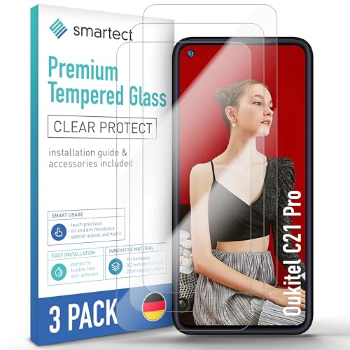 smartect Schutzglas [3 Stück, Klar] kompatibel mit Oukitel C21 Pro, HD Schutzfolie Anti-Kratzer, Blasenfrei, 9H Härte, 0.3 mm Ultra-klar, Ultrabeständig von smartect