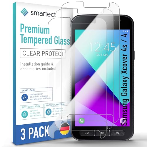 smartect Schutzglas [3 Stück, Klar] kompatibel mit Samsung Galaxy Xcover 4s / 4, HD Schutzfolie Anti-Kratzer, Blasenfrei, 9H Härte, 0.3 mm Ultra-klar, Ultrabeständig von smartect