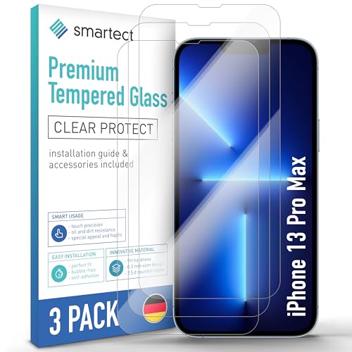 smartect Schutzglas [3 Stück, Klar] kompatibel mit iPhone 13 Pro Max/iPhone 14 Plus, HD Schutzfolie Anti-Kratzer, Blasenfrei, 9H Härte, 0.3 mm Ultra-klar, Ultrabeständig von smartect