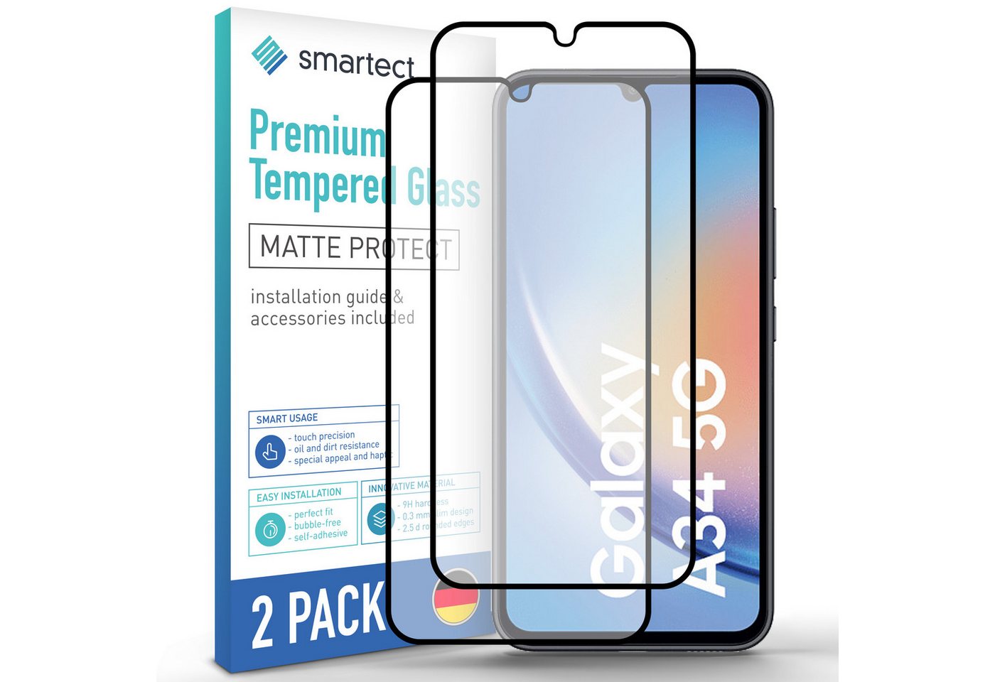 smartect Displayschutzglas Schutzglas Full Screen Matt für Samsung Galaxy A34 5G, 2 Stück für Samsung Galaxy A34 5G, 2 Stück, Anti-Fingerabdruck, 9H Härte, Blasenfreie Installation smartect Displayschutzglas Schutzglas Full Screen Matt für Samsung Galaxy A34 5G, 2 Stück für Samsung Galaxy A34 5G, 2 Stück, Anti-Fingerabdruck, 9H Härte, Blasenfreie Installation von smartect