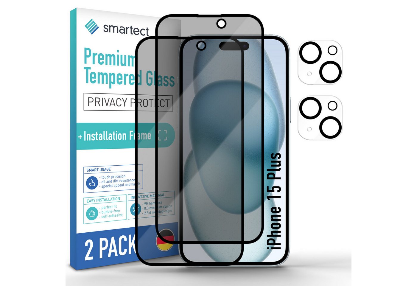 smartect Displayschutzglas Schutzglas Full Screen Privacy für iPhone 15 Plus, 2+2 + PH für iPhone 15 Plus, 2 Stück, Anti-Fingerabdruck, 9H Härte, Blasenfreie Installation smartect Displayschutzglas Schutzglas Full Screen Privacy für iPhone 15 Plus, 2+2 + PH für iPhone 15 Plus, 2 Stück, Anti-Fingerabdruck, 9H Härte, Blasenfreie Installation von smartect