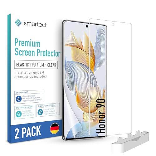 smartect TPU Schutzfolie [2 Stück, Klar] kompatibel mit Honor 90, Bedeckt das ganze Display, Bildschirmschutz Blasenfrei, Displayschutzfolie Anti Fingerabdruck von smartect