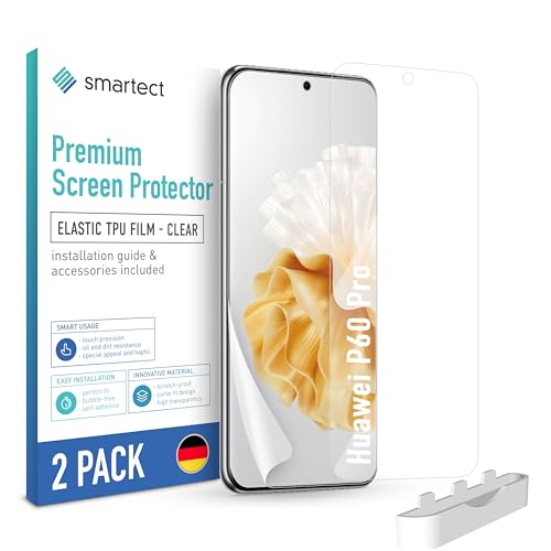 smartect TPU Schutzfolie [2 Stück, Klar] kompatibel mit Huawei P60 Pro, Bedeckt das ganze Display, Bildschirmschutz Blasenfrei, Displayschutzfolie Anti Fingerabdruck von smartect