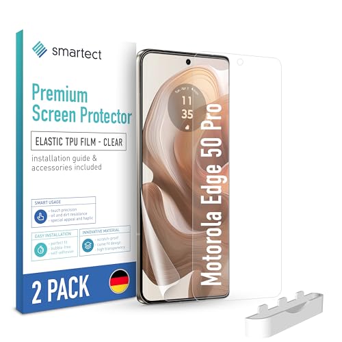 smartect TPU Schutzfolie [2 Stück, Klar] kompatibel mit Motorola Edge 50 Pro, Bedeckt das ganze Display, Bildschirmschutz Blasenfrei, Displayschutzfolie Anti Fingerabdruck von smartect