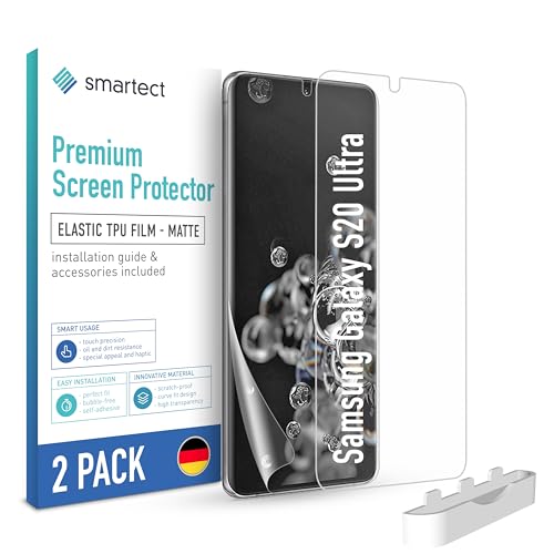 smartect TPU Schutzfolie [2 Stück, Matt] kompatibel mit Samsung Galaxy S20 Ultra, Bedeckt das ganze Display, Bildschirmschutz Blasenfrei, Displayschutzfolie Anti Fingerabdruck von smartect