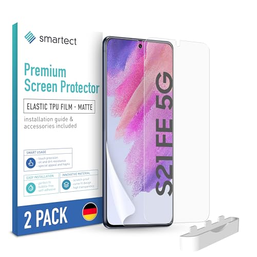 SmarTect TPU Schutzfolie [2 Stück, Matt] kompatibel mit Samsung Galaxy S21 FE, Bedeckt das ganze Display, Bildschirmschutz Blasenfrei, Displayschutzfolie Anti Fingerabdruck von SmarTect