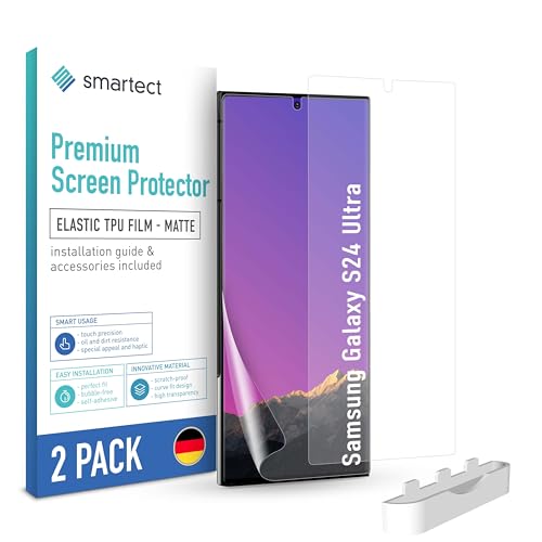 smartect TPU Schutzfolie [2 Stück, Matt] kompatibel mit Samsung Galaxy S24 Ultra, Bedeckt das ganze Display, Bildschirmschutz Blasenfrei, Displayschutzfolie Anti Fingerabdruck von smartect