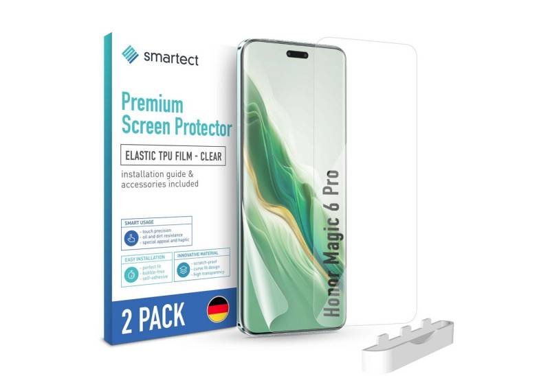 smartect Displayschutzfolie TPU Schutzfolie Klar für Honor Magic 6 Pro, 2x Front für Honor Magic 6 Pro, 2 Stück, Anti-Fingerabdruck, Blasenfreie Installation von smartect