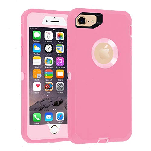 smartelf 360 Grad Handyhülle mit iPhone 7 Plus/8 Plus,[Heavy Duty] 3 in 1 Hybrid Robust Stoßfest Hülle,Schutzhülle mit integriertem Displayschutz(5,5")-Rosa von smartelf