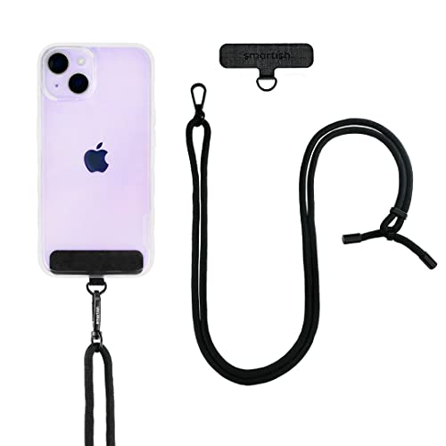 Smartish Handy-Umhängeband – Case Clinger – Universal-iPhone-Halterung mit abnehmbarem Schultergurt – verstellbares schwarzes Seil von smartish