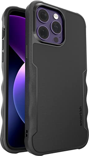Smartish iPhone 14 Pro Max Schutzhülle - Gripzilla Kompatibel mit MagSafe [Robust + Tough] Gepanzerte Slim Cover mit Fallschutz - Black Tie Affair GZ22PX-BLACK von smartish