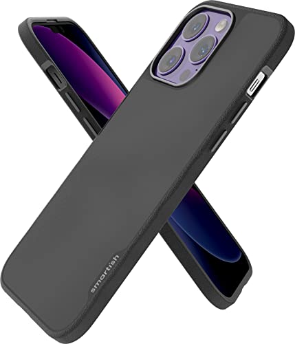 Smartish iPhone 14 Pro Max Slim Case – Gripmunk kompatibel mit MagSafe [leicht + schützend] Dünne Griffabdeckung mit Mikrofaser-Futter – Black Tie Affair, BG22PX-BLACK von smartish