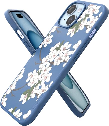 smartish iPhone 15 Slim Case – Gripmunk kompatibel mit MagSafe [leicht und schützend] dünne griffige magnetische Hülle mit Mikrofaser-Futter – sehr Kirschblüte von smartish
