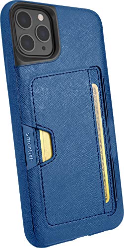smartish iPhone 11 Pro Max Wallet Case – Wallet Slayer Vol. 2 [Slim Protective Kickstand] Kreditkartenetui (Seide) – Blau auf dem Grün von smartish