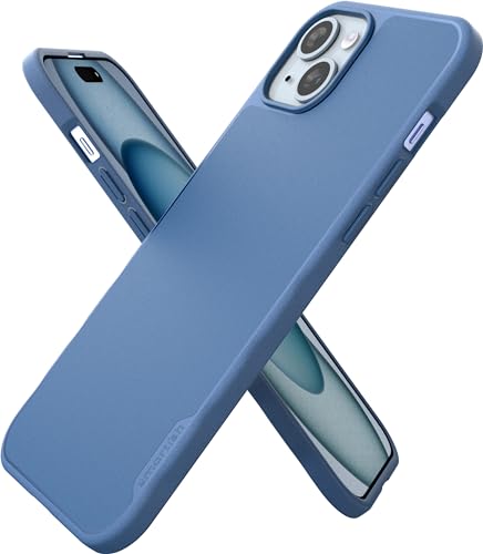 smartish iPhone 15 Plus Slim Case – Gripmunk kompatibel mit MagSafe [leicht und schützend] dünne griffige magnetische Hülle mit Mikrofaser-Futter – Blau auf Grün von smartish