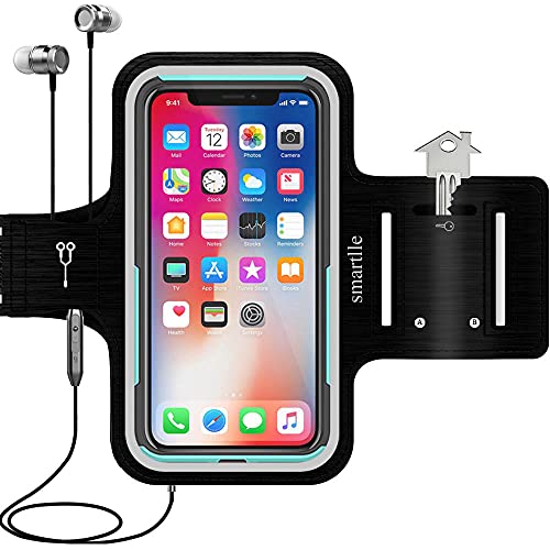 Smartlle Sportarmband Handy Joggen kompatibel mit iPhone 11/11 Pro/XR/XS/8/7/6/6s/SE & Samsung Galaxy S20/S10/S9/A, Xiaomi, Bis Zu 6.1’’, Running, Workout Laufen Armband - Handyhalter Case(schwarz) von smartlle