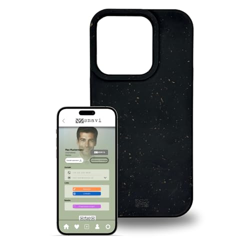 smaviCase - Handyhülle mit NFC-Visitenkarte für Dein iPhone 14 Pro in Schwarz - Nachhaltiges Case, Digitale Visitenkarte, NFC-Karte smaviCase - Handyhülle mit NFC-Visitenkarte für Dein iPhone 14 Pro in Schwarz - Nachhaltiges Case, Digitale Visitenkarte, NFC-Karte von smavi