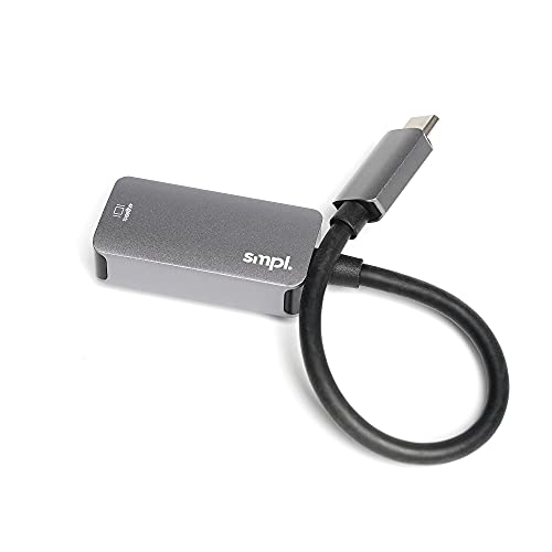 Smpl USB-C zu HDMI Adapter, 4K kompatibel, Thunderbolt 3, Aluminium Gehäuse, funktioniert mit MacBook Pro, Surface Book, Pixelbook, Samsung Galaxy von smpl