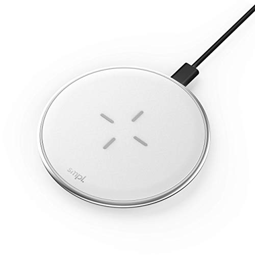 Smpl Wireless Charger Ladepad - Ladegerät 10W, kabelloses Ladepad, kompatibel mit iPhone 12/12 Pro/11/XS Max/XR/XS/X/8/8+ und Samsung Galaxy S10/S10+/S10E/S9+/S9/S8/S8+/S7 - Weiß von smpl