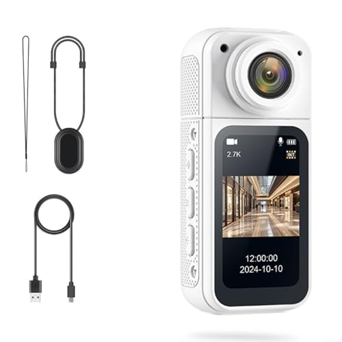 snowchecking 4K Action Kamera mit 1,47 LCD Mini Body Kamera Magnetische Halterung Freisprecheinrichtung POV für Vlogging Reisen (Weiß) von snowchecking