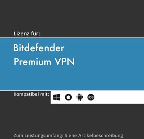 Lizenz für Bitdefender Premium VPN I unbegr. VPN | 2024 | 5 o. 10 Geräte | 1-3 Jahr(e) | originale Vollversion | Win/Mac/Android/iOS | Lizenzcode per Post (FFP) von softwareGO (1 Jahr, 5) von softwareGO