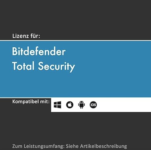 Lizenz für Bitdefender Total Security inkl. VPN | 2024 | 1-10 Gerät(e) | 1-3 Jahr(e) | originale Vollversion | WinPC/Mac/Android/iOS | Lizenzcode per Post (FFP) von softwareGO (18 Monate, 3) von softwareGO