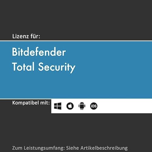 Lizenz für Bitdefender Total Security inkl. VPN | 2024 | 1-10 Gerät(e) | 1-3 Jahr(e) | originale Vollversion | WinPC/Mac/Android/iOS | Lizenzcode per Post (FFP) von softwareGO (18 Monate, 3) von softwareGO