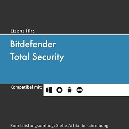 Lizenz für Bitdefender Total Security inkl. VPN | 2024 | 1-10 Gerät(e) | 1-3 Jahr(e) | originale Vollversion | WinPC/Mac/Android/iOS | Lizenzcode per Post (FFP) von softwareGO (3 Jahre, 3) von softwareGO