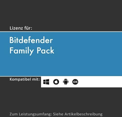 Lizenz per Email für Bitdefender Family Pack inkl. VPN | 2024 | 15 Geräte | 1-3 Jahr(e) | originale Vollversion | Win/Mac/Android/iOS | Lizenzcode per E-Mail (i. d. R. in 24 Std.) von softwareGO