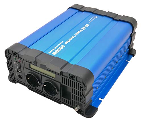 SOLARTRONICS Spannungswandler FS2000D 24V 2000 Watt mit Display - Wechselrichter 24v auf 230v - Reiner Sinus - LiFePO4/Lithium, Blei-, Gel oder AGM-Batterie kompatibel - USB - Fernbedienung optional von solartronics