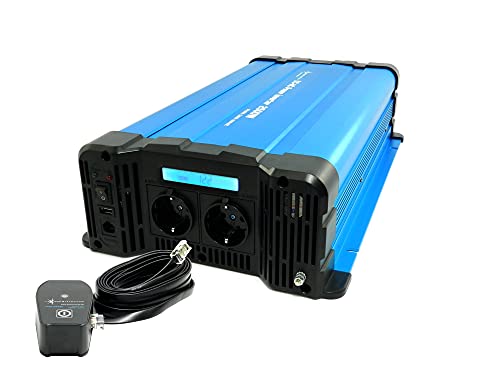 SOLARTRONICS Spannungswandler FS2500D 12V 2500 Watt mit Display - Wechselrichter 12v auf 230v - Reiner Sinus - LiFePO4/Lithium, Blei-, Gel oder AGM-Batterie kompatibel - USB - mit Fernbedienung von solartronics