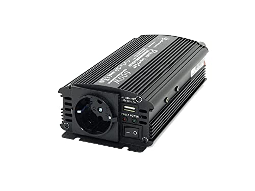 SOLARTRONICS Spannungswandler NM600 12V 600 Watt SCHWARZ - 1200 Watt Spitzenleistung - Wechselrichter 12v auf 230v - Blei- oder AGM-Batterie kompatibel - mit Schuko- & USB Anschluss von solartronics