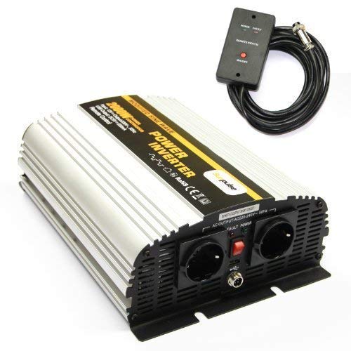 SOLARTRONICS NS2000 Spannungswandler 12V 230V modifizierter Sinus 2000W/4000W Wechselrichter 12V auf 230V Stromwandler mit USB-A Anschluss und AC Steckdose Solar Inverter inkl. 4,5m Fernbedienung von solartronics