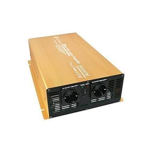 SOLARTRONICS Spannungswandler 12V auf 230V - Wechselrichter NP3000-3000/6000 Watt Reiner Sinus Inverter - Umrichter 12V 220V - Inverter Wohnwagen Gold - mit Schuko-& USB Anschluss (3000-6000 Watt) von solartronics