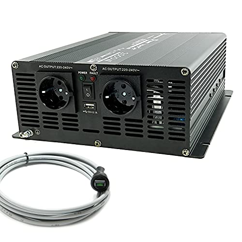 solartronics Spannungswandler Wechselrichter Intverter NM 2000-4000 Watt 12V zu 230V schwarz USB Schuko Garten Camping Wohnmobil (2000 Watt 12v - mit 5m Kabelfernbedienung) von solartronics