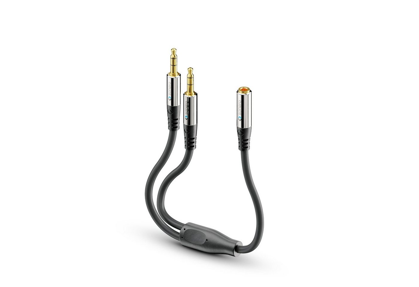 sonero sonero® Premium Stereo Audio Adapter, 0,20m, 2x 3,5mm Klinke Stecker Audio-Kabel von sonero