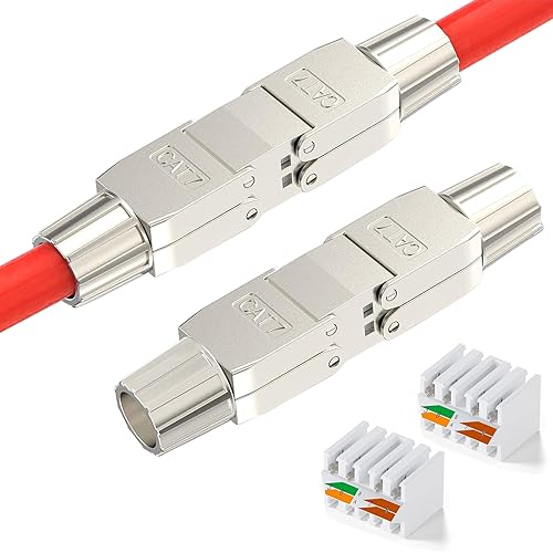 songyea 2×RJ45 Verbinder, Werkzeugloser Netzwerkkabelverbinder, RJ45 Stecker CAT5e, CAT6, CAT7 Verlegekabel Ethernet Installationskabel, Netzwerkverteiler von songyea