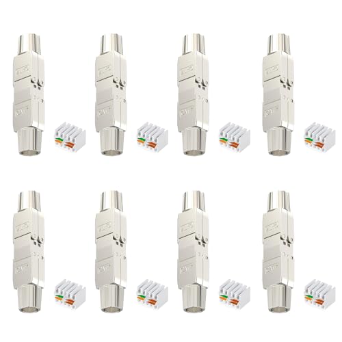 songyea 8×RJ45 Verbinder, Werkzeugloser Netzwerkkabelverbinder, RJ45 Stecker CAT5e, CAT6, CAT7 Verlegekabel Ethernet Installationskabel, Netzwerkverteiler von songyea