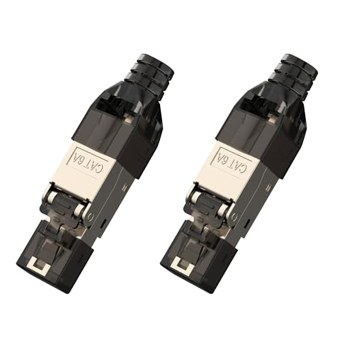 songyea RJ45 Stecker, Cat7 Stecker, Cat6A Netzwerkstecker, Werkzeuglos Feldkonfektionierbarer, Netzwerk Werkzeug, Geschirmt 10 Gbps 600MHz (2 Stück) von songyea