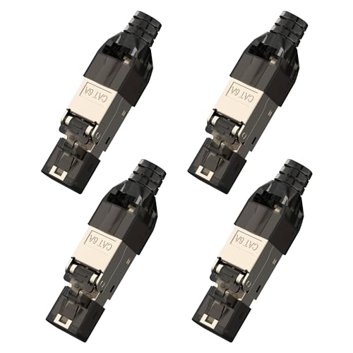 songyea RJ45 Stecker, Cat7 Stecker, Cat6A Netzwerkstecker, Werkzeuglos Feldkonfektionierbarer, Netzwerk Werkzeug, Geschirmt 10 Gbps 600MHz (4 Stück) von songyea