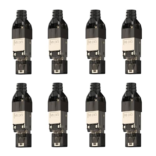 songyea RJ45 Stecker, Cat7 Stecker, Cat6A Netzwerkstecker, Werkzeuglos Feldkonfektionierbarer, Netzwerk Werkzeug, Geschirmt 10 Gbps 600MHz (8 Stück) von songyea