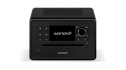 sonoro Elite Internetradio mit CD-Player & Bluetooth (UKW/FM, DAB Plus, WLAN, Wecker, Podcasts, Spotify, Amazon Music, Deezer) Matt Schwarz von sonoro