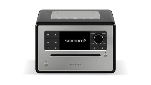 sonoro Elite Internetradio mit CD-Player & Bluetooth (UKW/FM, DAB Plus, WLAN, Wecker, Podcasts, Spotify, Amazon Music, Deezer) Schwarz von sonoro