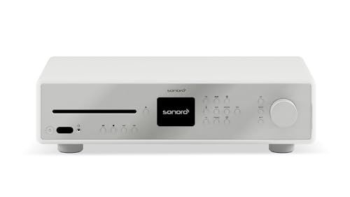 sonoro Maestro HiFi Receiver mit Class D Verstärker, CD Player und Internetradio (Bluetooth, UKW, WLAN, DAB Plus, Spotify, Tidal, Amazon, Deezer) Weiß von sonoro