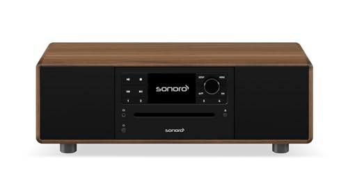 sonoro Prestige Kompaktanlage mit CD Player, Bluetooth und Internetradio (UKW, WLAN, DAB Plus, Spotify, Amazon, Deezer) Anthrazit Walnuss von sonoro