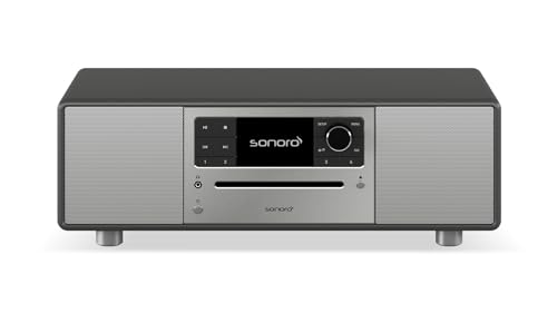 sonoro Prestige Kompaktanlage mit CD Player, Bluetooth und Internetradio (UKW, WLAN, DAB Plus, Spotify, Amazon, Deezer) Matt Graphit von sonoro