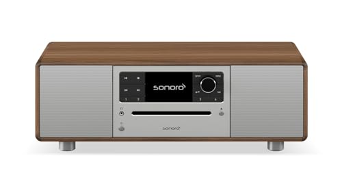 sonoro Prestige Kompaktanlage mit CD Player, Bluetooth und Internetradio (UKW, WLAN, DAB Plus, Spotify, Amazon, Deezer) Walnuss von sonoro