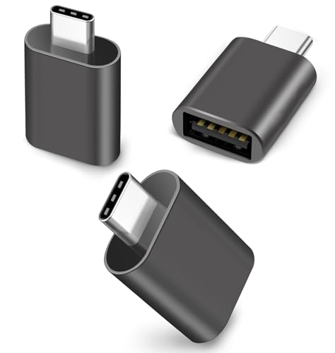 soodyoow USB C auf USB Adapter 3 Pack, Thunderbolt 3 USB C Stecker auf USB 3.0 Female Handy Adapter, für Aufladen und Datenübertragung, für iPhone 15 Pro Max MacBook Pro Air 2023 und mehr(Grau) von soodyoow