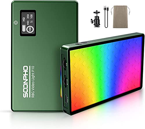 LED Videoleuchte RGB, LED Videolicht Aluminium USB Wiederaufladbarem LED Video Licht mit 4400 mAh Akku 2500K-8500K Dimmbare RGB Licht Fotografie für DSLR Kamera YouTube Videofotografie,CRI97+ von soonpho